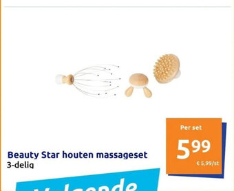 Action Beauty Star houten massageset 3-delig aanbieding