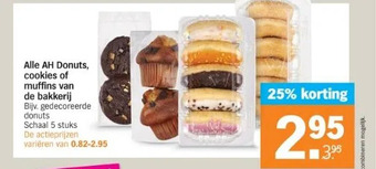 Albert Heijn Alle ah donuts, cookies of muffins van de bakkerij aanbieding