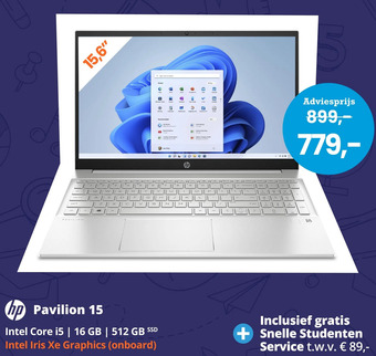 CampusShop Hp pavilion 15 intel core i5 | 16 gb | 512 gb ssd aanbieding