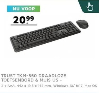 Digitotaal Trust tkm-350 draadloze toetsenbord & muis us - aanbieding