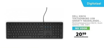 Digitotaal Dell kb216 toetsenbord usb qwerty nederlands zwart aanbieding