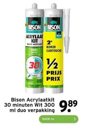 GAMMA Bison acrylaatkit 30 minuten wit aanbieding