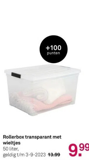 Karwei Rollerbox transparant met wieltjes aanbieding