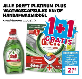 Boon`s Markt Alle dreft platinum plus vaatwascapsules en/of handafwasmiddel aanbieding