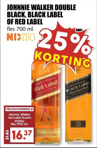 MCD Supermarkt Johnnie walker double black, black label of red label aanbieding