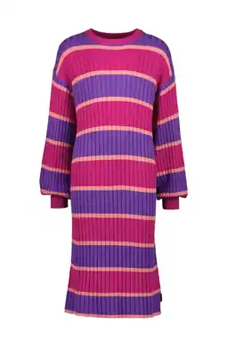 Wehkamp Vingino gestreepte jurk pien fuchsia/paars/roze aanbieding