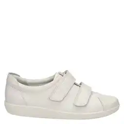 Wehkamp Ecco comfort soft 2.0 leren klittenbandschoenen ecru aanbieding
