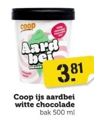 Coop Coop ijs aardbei witte chocolade aanbieding