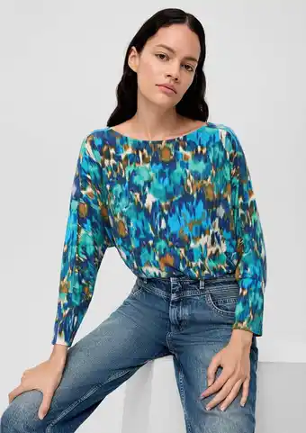 Wehkamp S.oliver blousetop met all over print blauw aanbieding