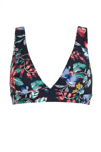 Wehkamp Esprit women beach voorgevormde gebloemde bikinitop donkerblauw aanbieding