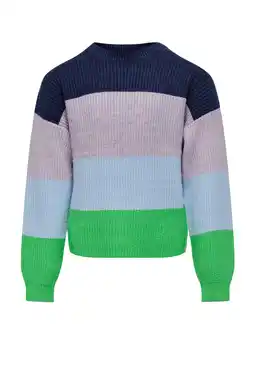 Wehkamp Kids only girl gestreepte trui kogsandy felgroen/multicolor aanbieding