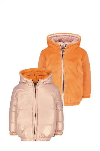 Wehkamp Like flo reversible winterjas met imitatiebont oranje/metallic roze aanbieding