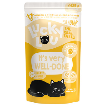 Zooplus 16x 125g lucky lou sterilized gevogelte & rundvlees nat kattenvoer aanbieding