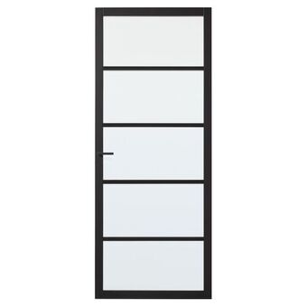 Praxis Cando industrial binnendeur stratford blank glas opdek rechts 88x201,5 cm aanbieding