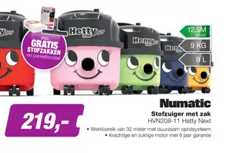 EP Numatic Stofzuiger Met Zak HVN208-11 Hetty Next 9 L aanbieding