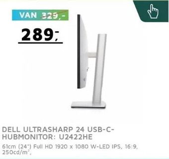 Digitotaal Dell ultrasharp 24 usb-c-hubmonitor: u2422he aanbieding