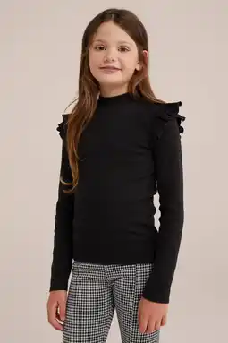 Wehkamp We fashion longsleeve met ruches zwart aanbieding