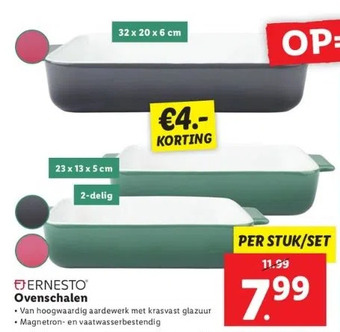 Lidl Ernesto ovenschalen aanbieding