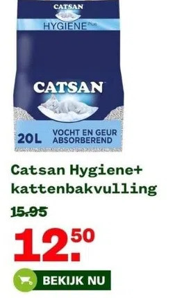 Welkoop Catsan hygiene+ kattenbakvulling aanbieding