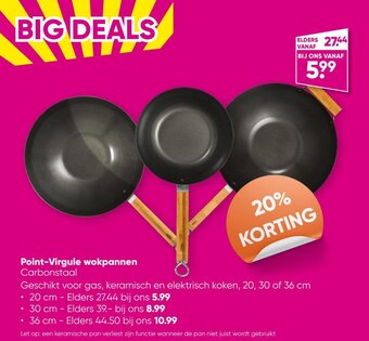 Big Bazar Point-Virgule wokpannen Carbonstaal aanbieding