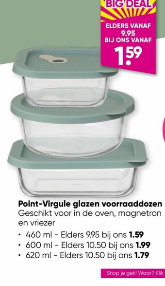 Big Bazar Point-Virgule glazen voorraaddozen Geschikt voor in de oven, magnetron en vriezer aanbieding