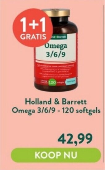 Holland & Barrett Holland & Barrett Omega 3/6/9 - 120 softgels aanbieding