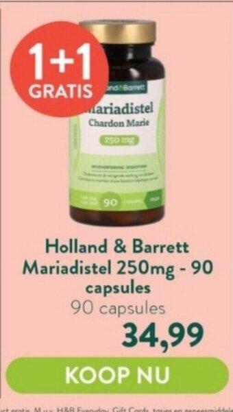 Holland & Barrett Holland & Barrett Mariadistel 250mg - 90 capsules aanbieding