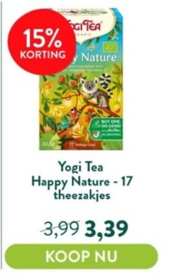 Holland & Barrett Yogi Tea Happy Nature - 17 theezakjes aanbieding