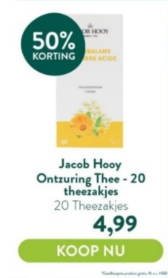 Holland & Barrett Jacob Hooy Ontzuring Thee - 20 theezakjes aanbieding