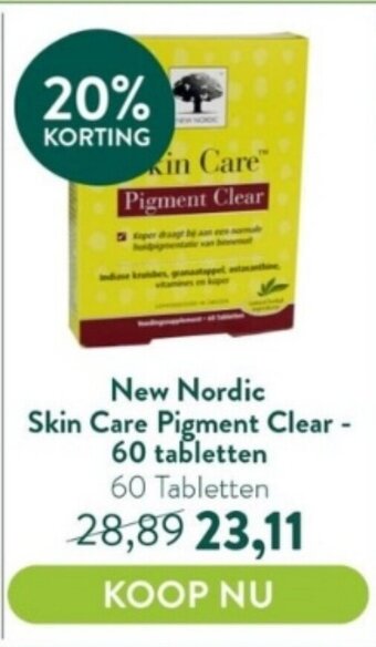 Holland & Barrett New Nordic Skin Care Pigment Clear -  60 tabletten aanbieding