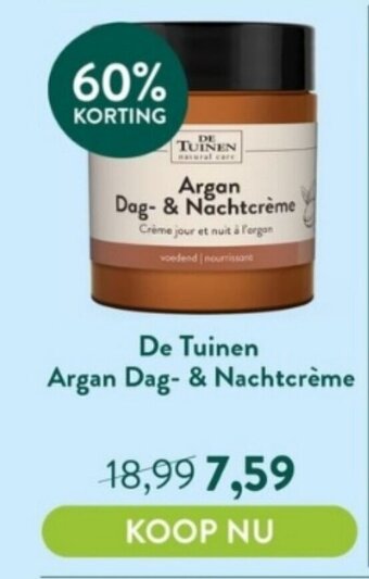 Holland & Barrett De Tuinen Argan Dag- & Nachtcrème aanbieding