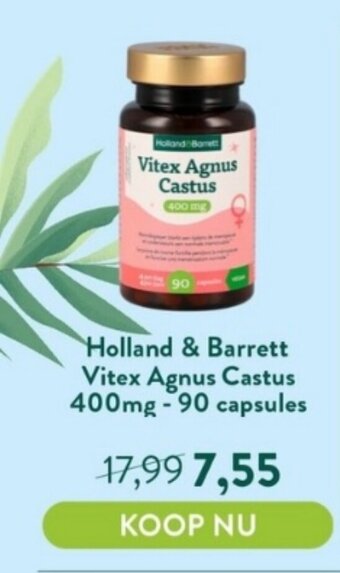 Holland & Barrett Holland & Barrett Vitex Agnus Castus 400mg -90 capsules aanbieding