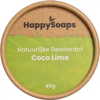 Bol.com Happysoaps natuurlijke deodorant - kokos & limoen - energieke en positieve geur - 100% plasticvrij, vegan & natuurlijk - 50gr aanbieding
