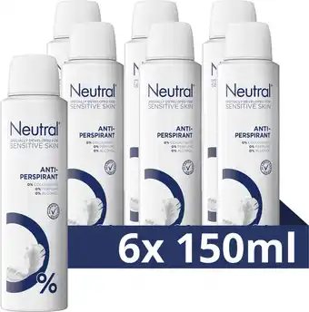 Bol.com Neutral deodorant spray sensitive skin - 6 x 150 ml - voordeelverpakking aanbieding