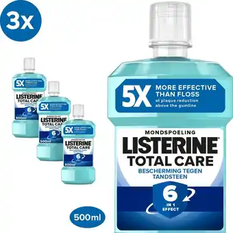 Bol.com Listerine total care bescherming tegen tandsteen, mondspoeling, 3 x 500 ml aanbieding