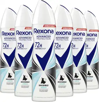 Bol.com Rexona invisible aqua deodorant - 6 x 150 ml - voordeelverpakking aanbieding