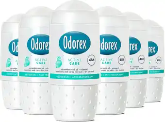 Bol.com Odorex active care deodorant roller - voordeelverpakking - vrouw - 6x 50ml aanbieding
