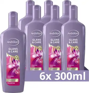 Bol.com Andrélon glans & care shampoo - 6 x 300 ml - voordeelverpakking aanbieding