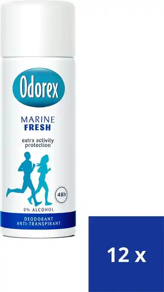 Bol.com Odorex marine fresh reisverpakking deospray - voordeelverpakking - unisex - 12x 50ml aanbieding