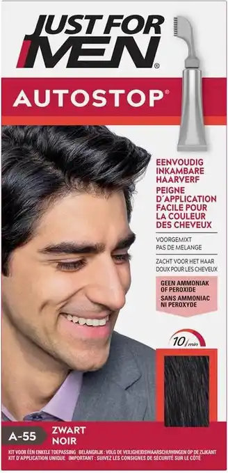 Bol.com Just for men autostop haarkleuring a55 zwart - haarverf voor mannen - klaar in 10 minuten - volledige of gerichte toepassing aanbieding