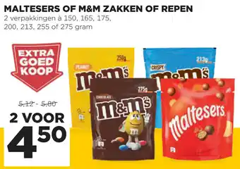 Jumbo Maltesers of m&m zakken of repen 275gram aanbieding