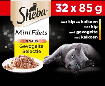 Bol.com Sheba - mini filets - kattenvoer in saus - gevogelte - maaltijdkuipjes 32 x 85 g aanbieding