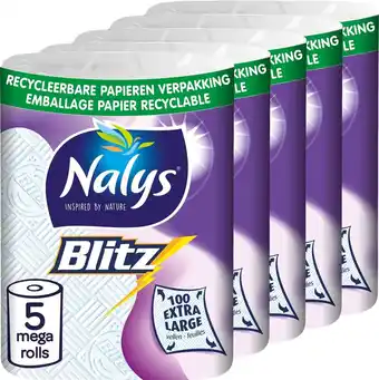 Bol.com Nalys blitz keukenpapier - 3 lagen - 5 rollen - papieren verpakking aanbieding