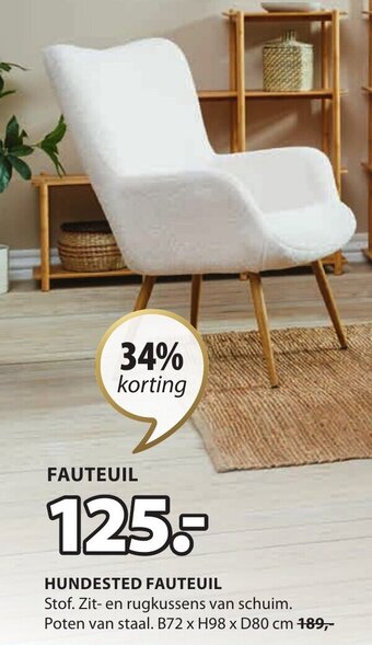 Jysk HUNDESTED FAUTEUIL aanbieding