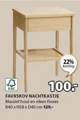 Jysk Favrskov nachtkastje aanbieding