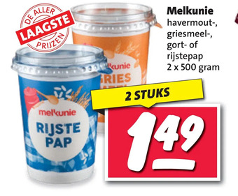 Nettorama Melkunie havermout-, griesmeel-, gort- of rijstepap aanbieding