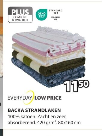 Jysk BACKA STRANDLAKEN 100% katoen. Zacht en zeer absorberend. 420 g/m². 80x160 cm aanbieding