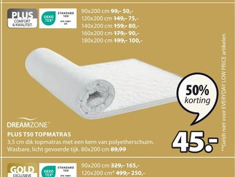 Jysk DREAMZONEⓇ PLUS T50 TOPMATRAS aanbieding