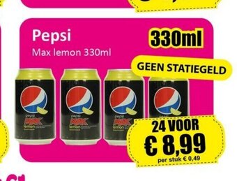 Datum Voordeelshop Pepsi Max lemon 330ml aanbieding