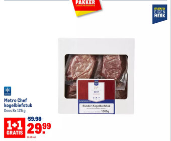 Makro Metro Chef kogelbiefstuk Doos 8x 125 g aanbieding